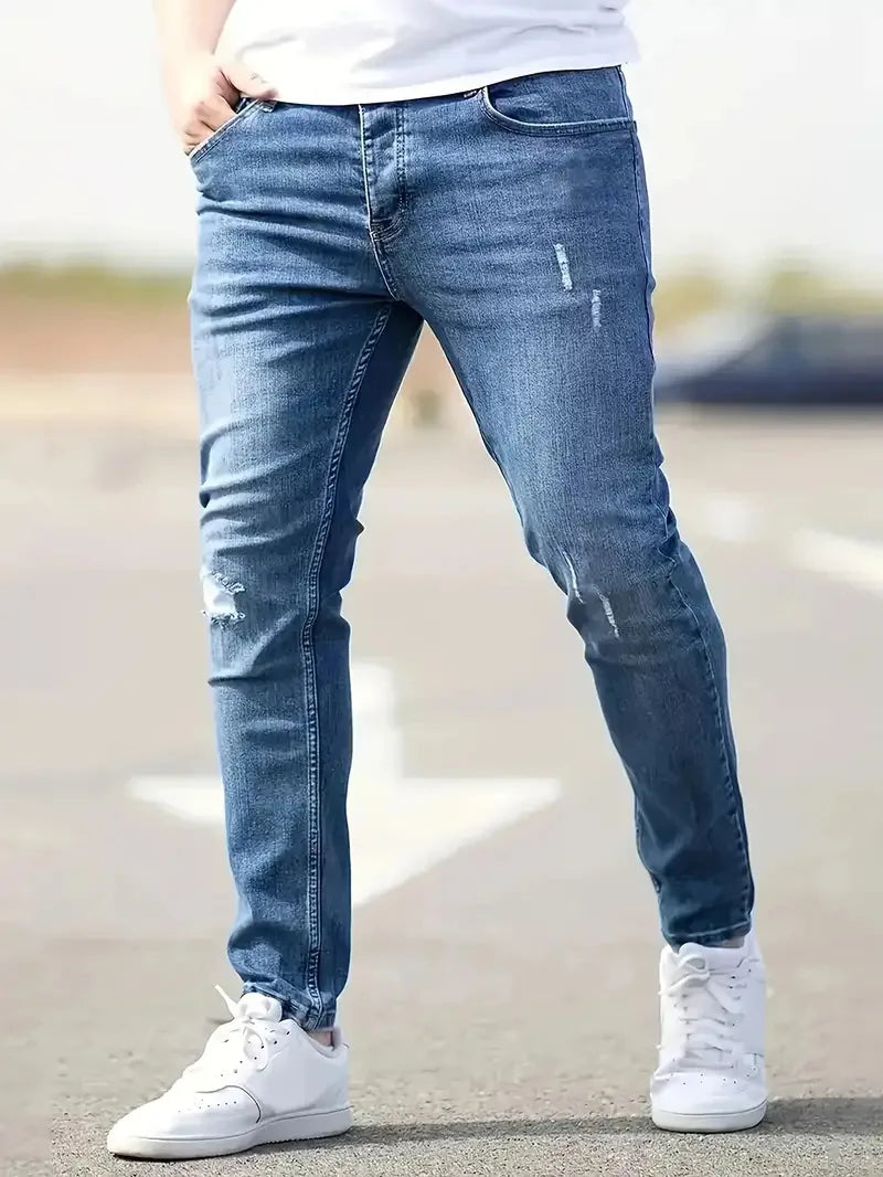 Vintage Wash Skinny Stretch Denim Jeans