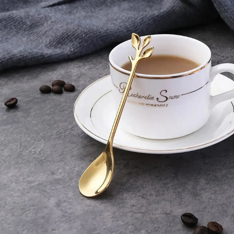 Luxury Golden Tree Leaf Design Spoons (6PCS)