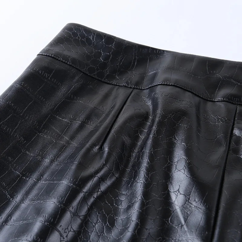 Women High Waist Leather Pants