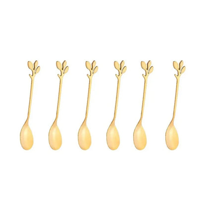 Luxury Golden Tree Leaf Design Spoons (6PCS)