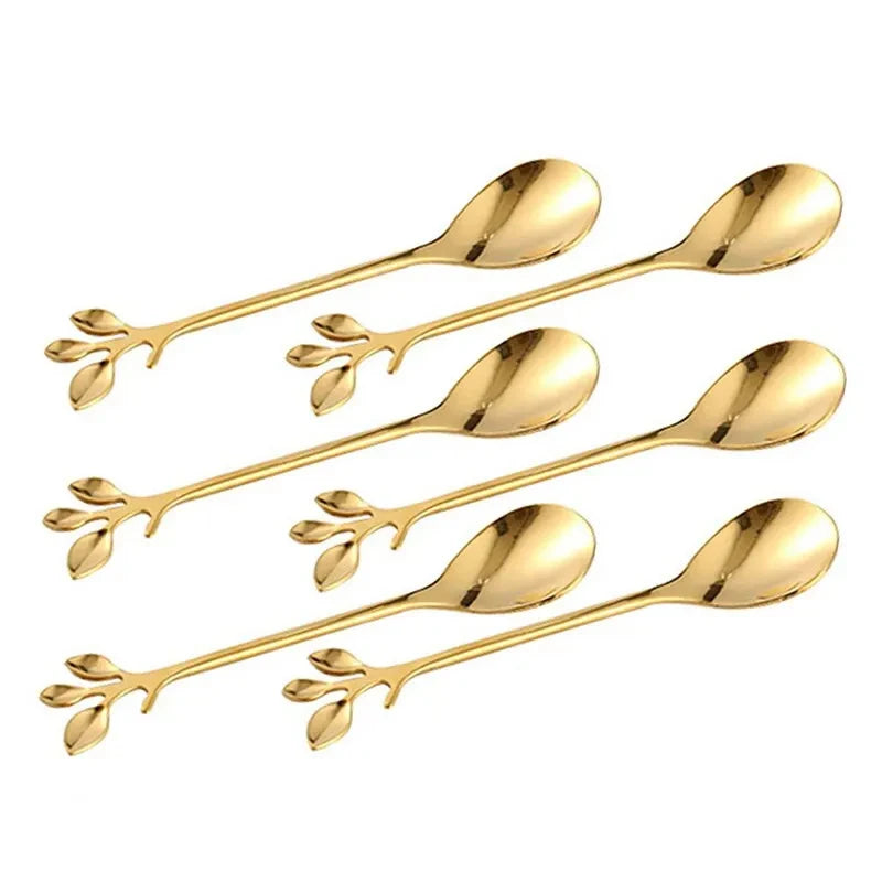 Luxury Golden Tree Leaf Design Spoons (6PCS)