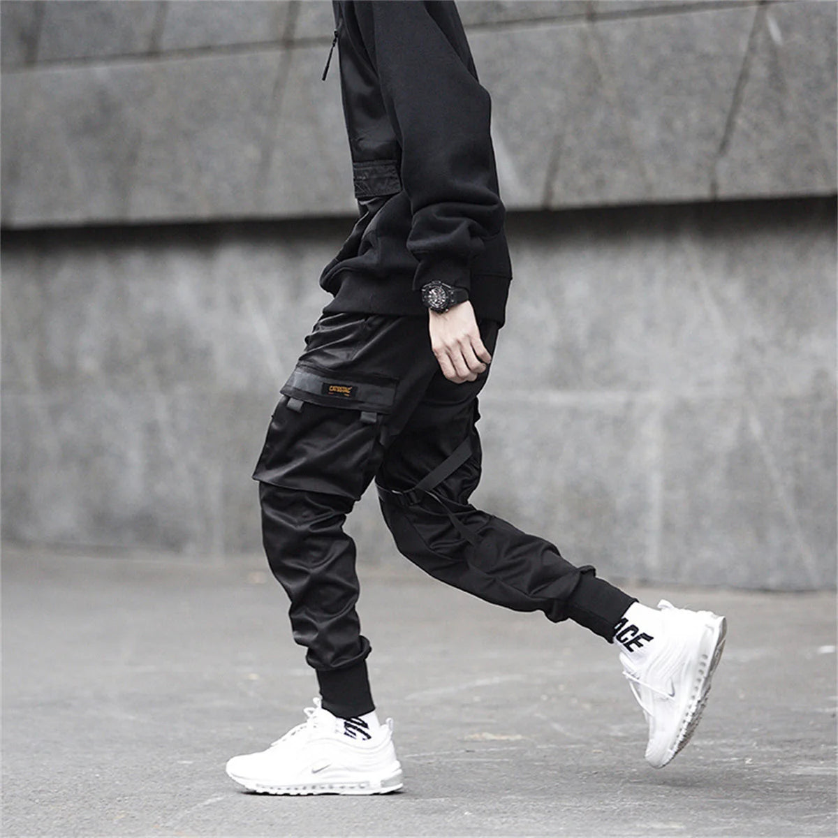 Urban Streetwear Black Cargo Pants